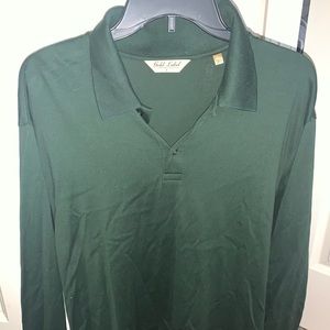 Deep green, gold label Roundtree & Yorke long sleeve polo
